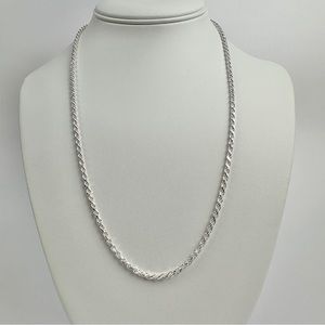 Silver Chain Solid Silver Rope Chain Necklace 3mm 22 Inches Stamped .925 Italy